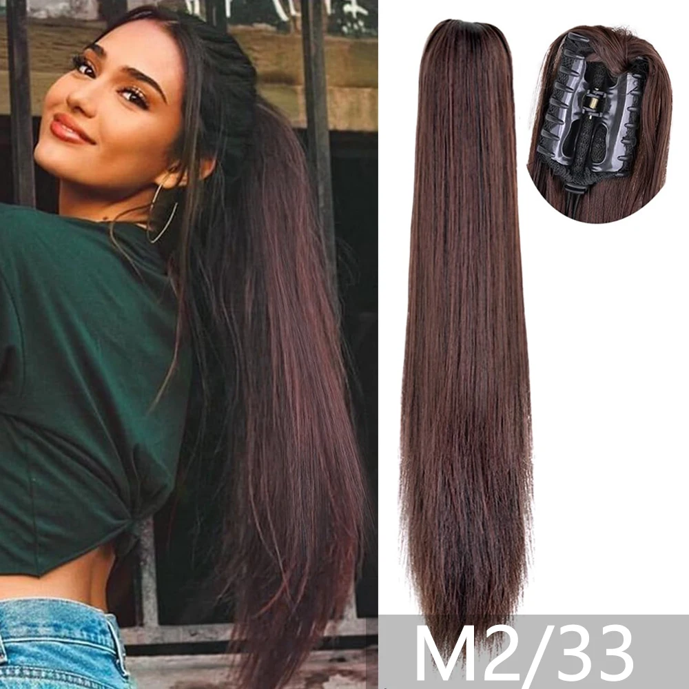Color: P1B/30, Bulk Buy: 1pc - 22Inch Synthetic Ponytail Hair Extension Long Straight Claw Clip Ponytail Heat Resistant Natural Wave For Women Blonde Hairpiece