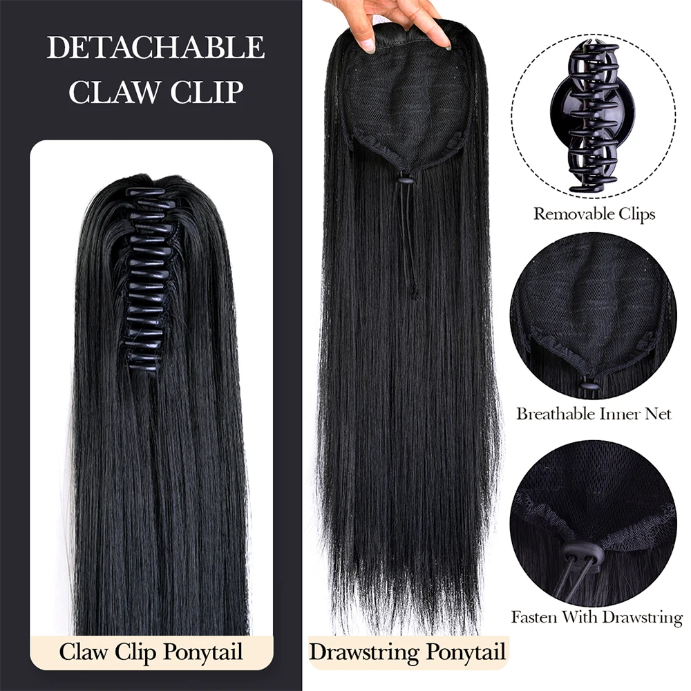 Color: P1B/30, Bulk Buy: 1pc - 22Inch Synthetic Ponytail Hair Extension Long Straight Claw Clip Ponytail Heat Resistant Natural Wave For Women Blonde Hairpiece