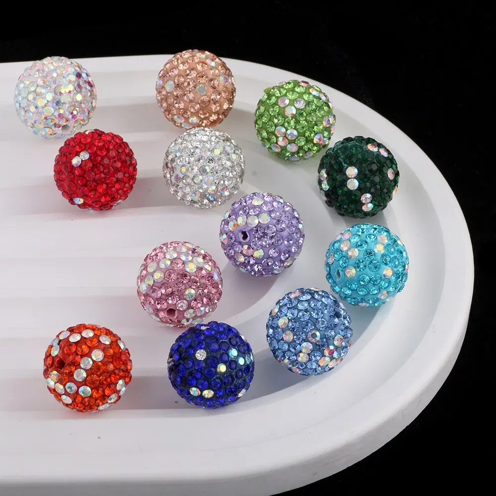 Color: WHITE, Item Diameter: 2mm - 16mm Colorful Ceramic Clay Ball Scattered Beads Diy Mobile Phone Chain Necklace Bracelet Accessories