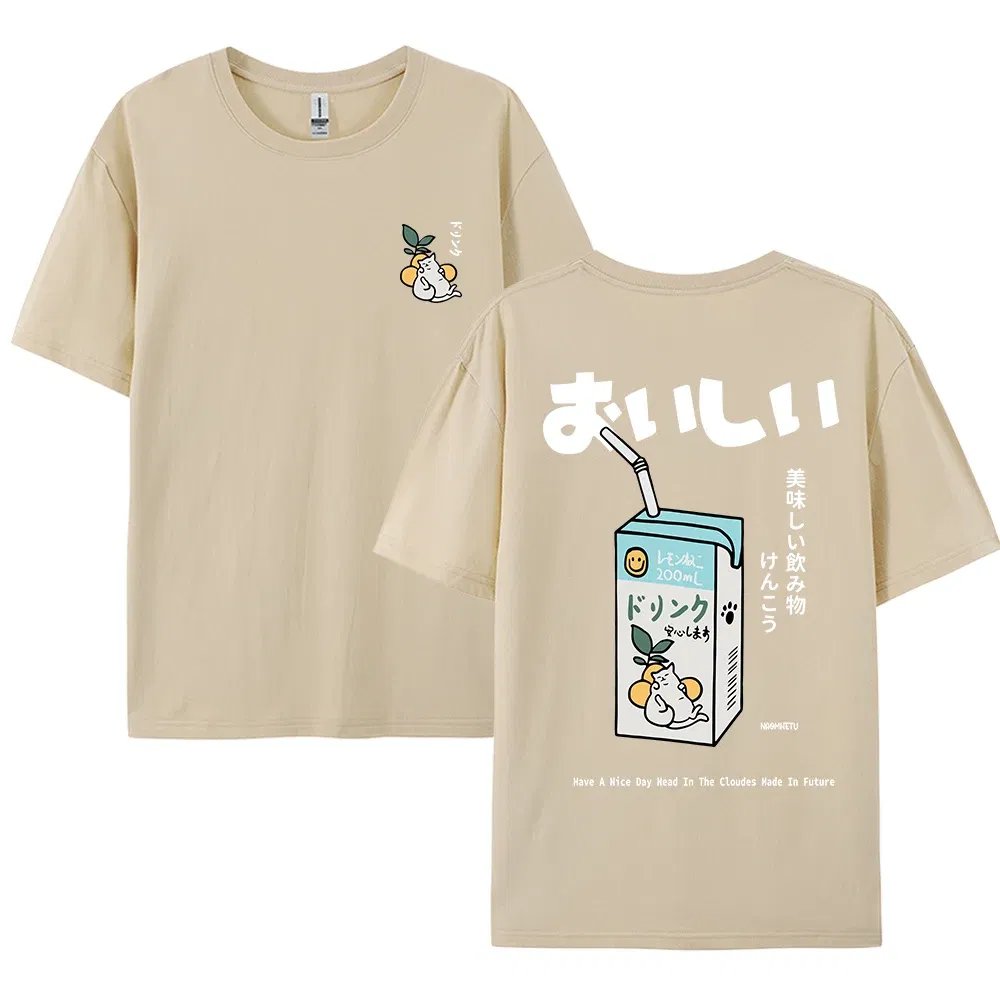 Color: Gold, Size: XXXL - Cute Japanese Cat Print Oversized T-shirt men Women Short Sleeve Loose Casual Tee Shirt Streetwear Tops Cotton Harajuku Clothing