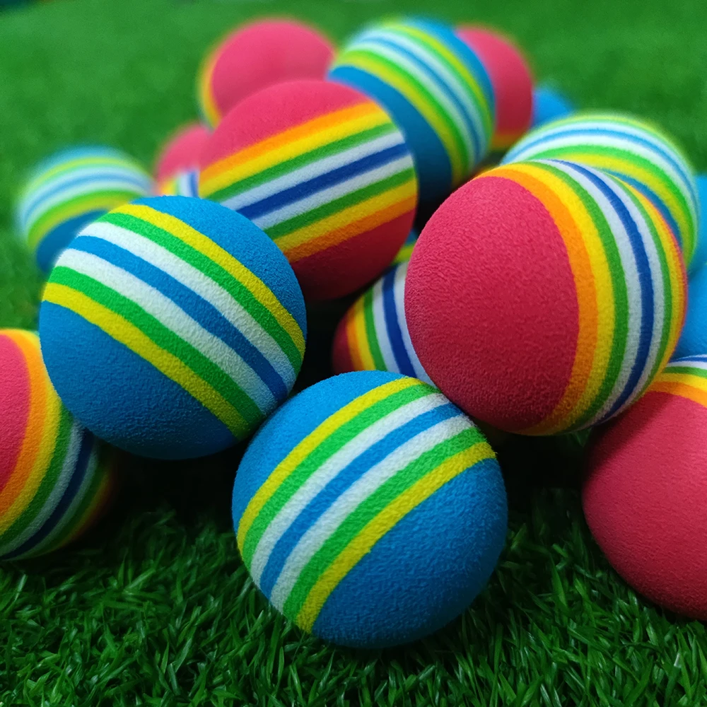 Color: Red - 10 Pcs Rainbow Color EVA Foam Practice Sponge Golf Balls Bulk