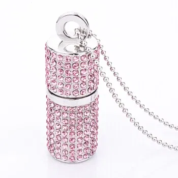 Color: Pink, Capacity: 128GB - JASTER Crystal cylindrical USB Flash Drive  fashion metal diamond pen driveu disk pendrive 4GB 8GB 16GB 32GB 64GB memory stick