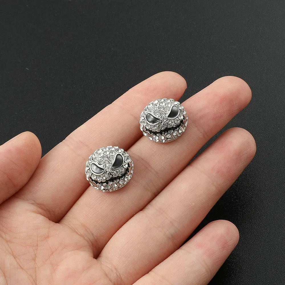 Metal Color: SILVER PLATED, Ships From: CHINA - Disney The Nightmare Before Christmas Accessories Jack Skellington Earrings Women Luxury Rhinestones Studs Earrings Jewelry