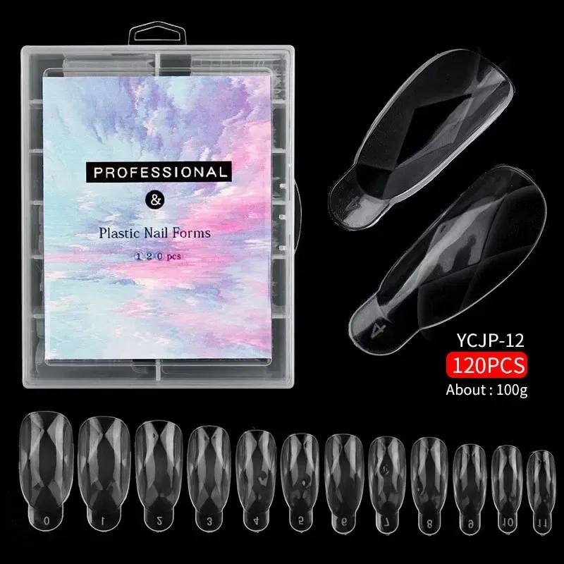 Color: Chocolate - 120pcs Nail Forms Full Cover False Nails Quick Building Mold Fake Nail Shaping Extend Top Molds For Gel Salon Manicure Art