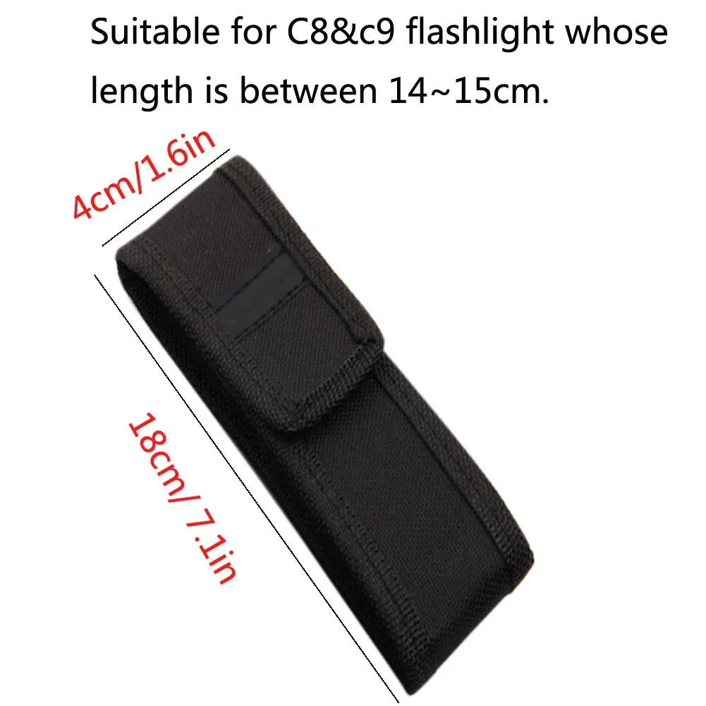 Color: Brown - 1PC 12/14/16.5/18cm Nylon Holster Holder Adhesive Belt Pouch Case for LED Flashlight Torch Universal Portable Holster