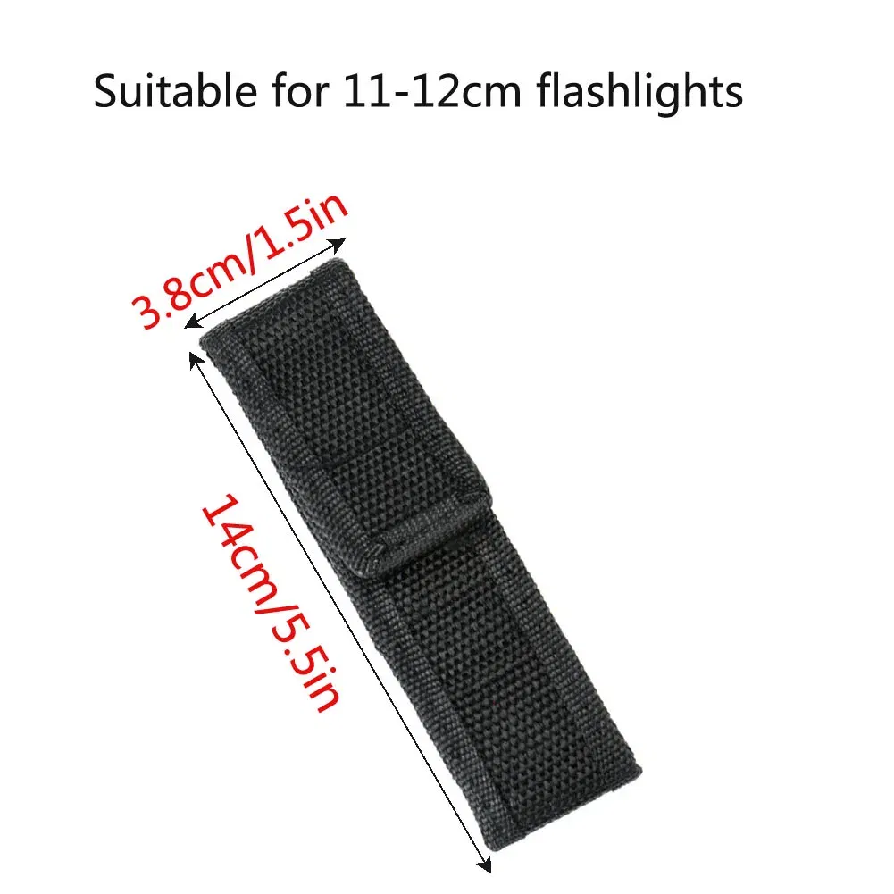 Color: Brown - 1PC 12/14/16.5/18cm Nylon Holster Holder Adhesive Belt Pouch Case for LED Flashlight Torch Universal Portable Holster