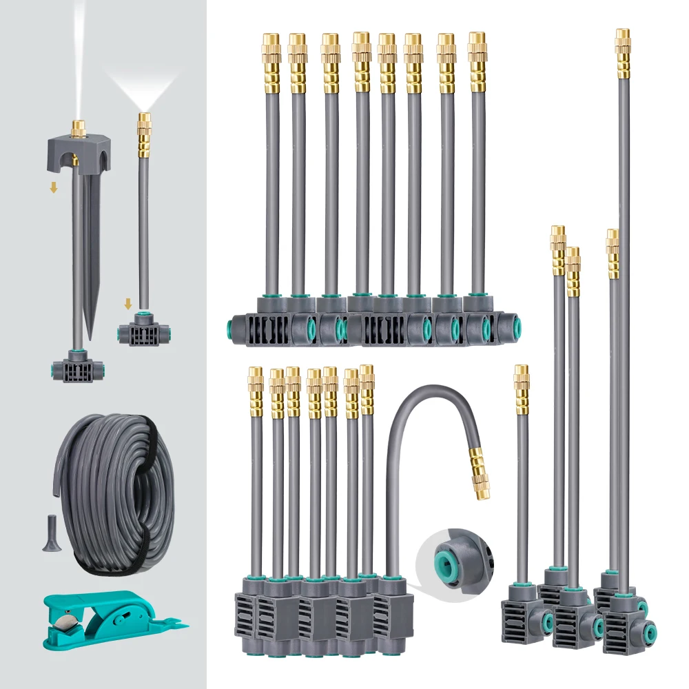 Color: Light Yellow - 20-50CM New Adjustable Brass Spray Sprinklers Nozzle Extension 360?° Misting Systems Garden Lawn Watering Irrigation Quick Push