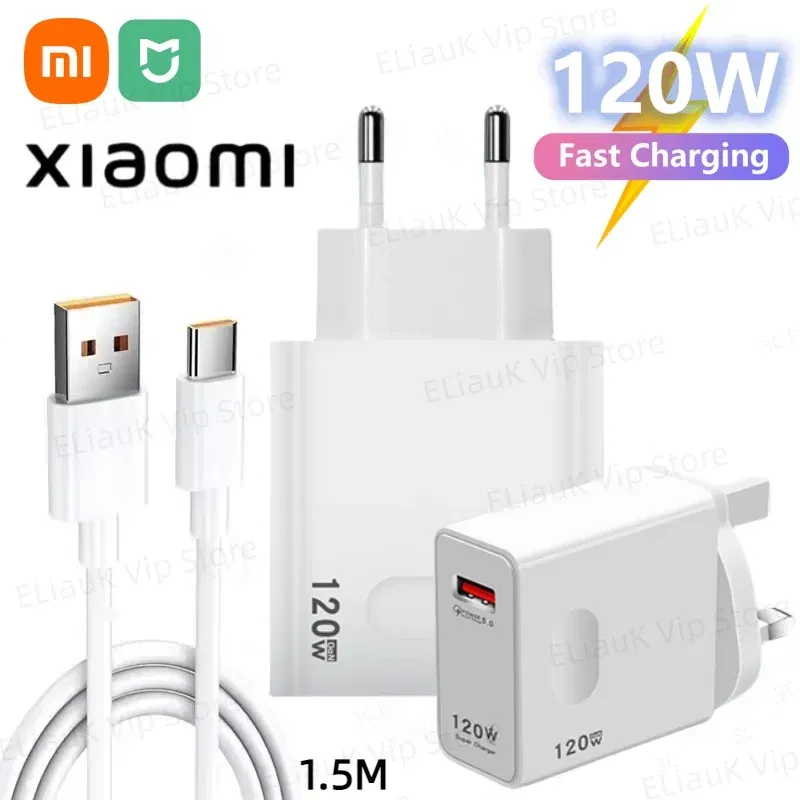 Plug Type: EU - XIAOMI 120W USB Super Fast Charger Type C Phone Quick Charge 5.0 Power Adapter For iPhone iPad Samsung Huawei Oppo Oneplus