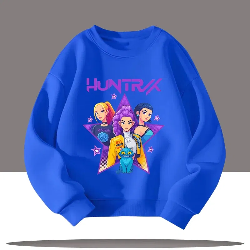 Color: Yellow, Kid Size: 8 - Children's Clothing K-pop Demon Hunters Cartoon Print 3-12 Year Old New Style Kids Round-neck Sport Shirt Cute Girl Casual Top