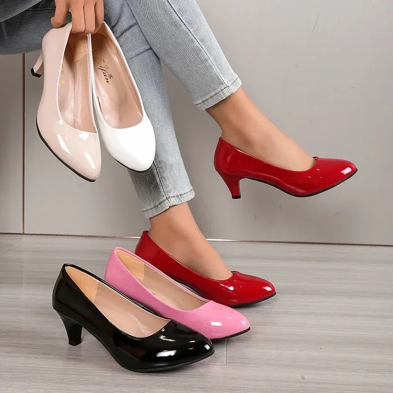 Color: Dark Khaki, Shoe Size: 36 - Women Pumps Nude Shallow Mouth Women Shoes Fashion Office Work Wedding Party Shoes Ladies Low Heel Shoes Summer Heels Woeman