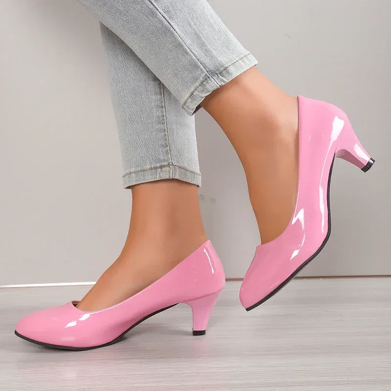 Color: Dark Khaki, Shoe Size: 36 - Women Pumps Nude Shallow Mouth Women Shoes Fashion Office Work Wedding Party Shoes Ladies Low Heel Shoes Summer Heels Woeman