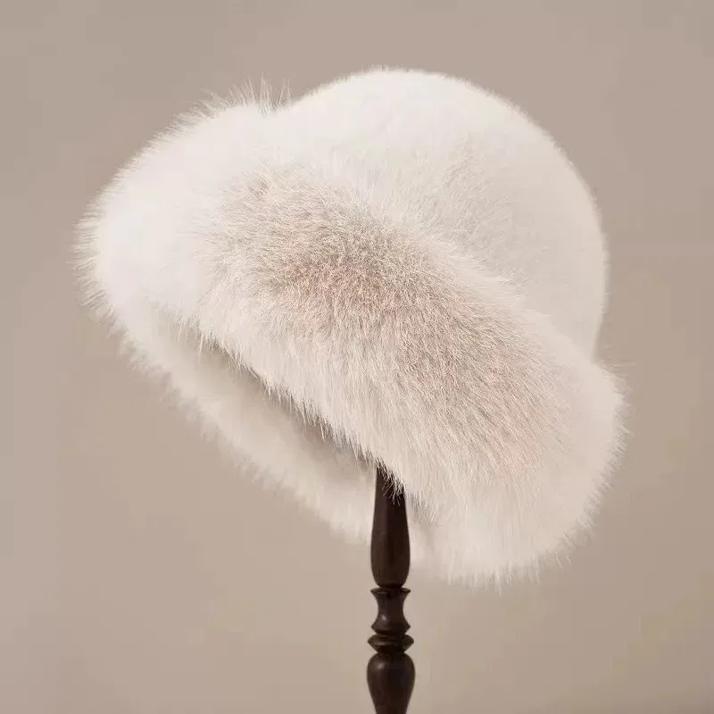 Color: black - Warm Warm Hat Casual Plush Fluffy Plush Cap Versatile Solid Hat for Holiday Season