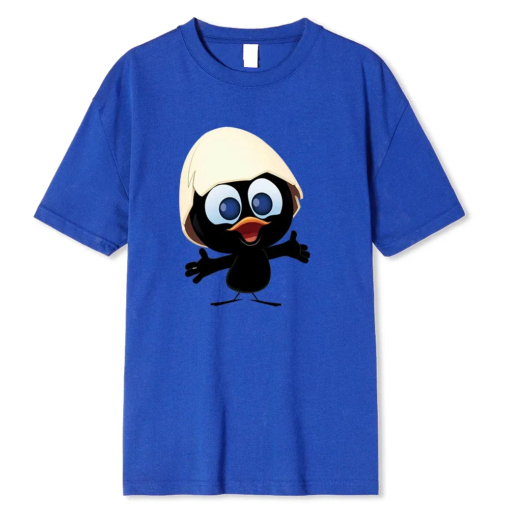 Color: Khaki, Size: XL - Sunlight T Shirt Big Size Men Calimero Cartoon pattern Men T Shirt Painted Funny Tshirt Men T Shirt