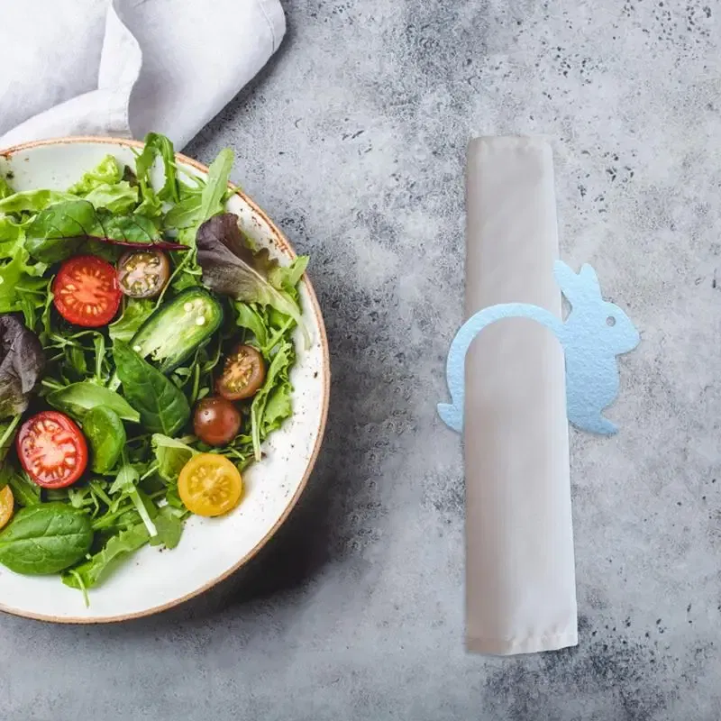Ships From: CHINA, Color: Blue - Serviette Ring 4pcs Nonwoven Animal Shape Napkin Ring Holder Spring Party Ornaments For Gatherings Buffets Banquet Picnics