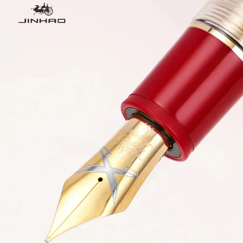 Color: Red, Nib Size: F - Jinhao 1935 TIANDAO Fountain Pen Luxury Guitar Clip F/M Sword Nib Writing Calligraphy Ink Pens Office School Supplies Stationary