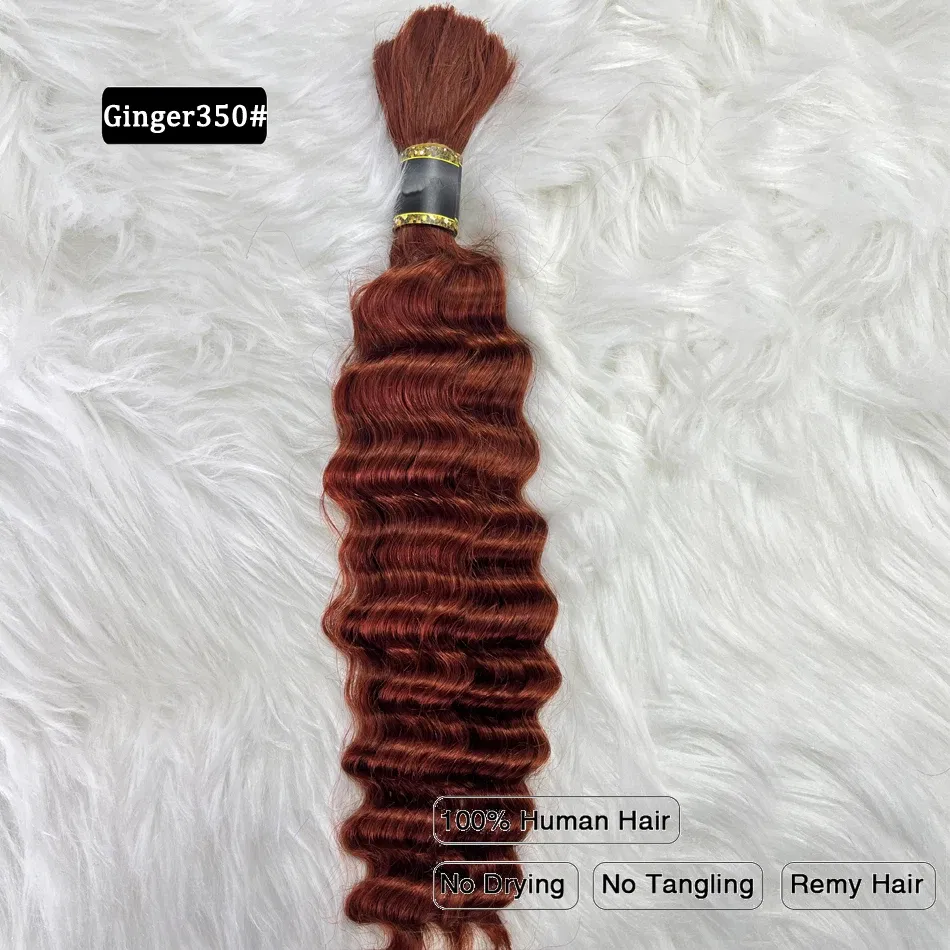 Color: 4/27HL, Stretched Length: 22INCHES - Pre-Colored Brazilian Deep Wave Bulk Human Hair No Weft Remy Bulk Human Hair 14 To 28 Inch Bulk Hair Extension Crochet Braids