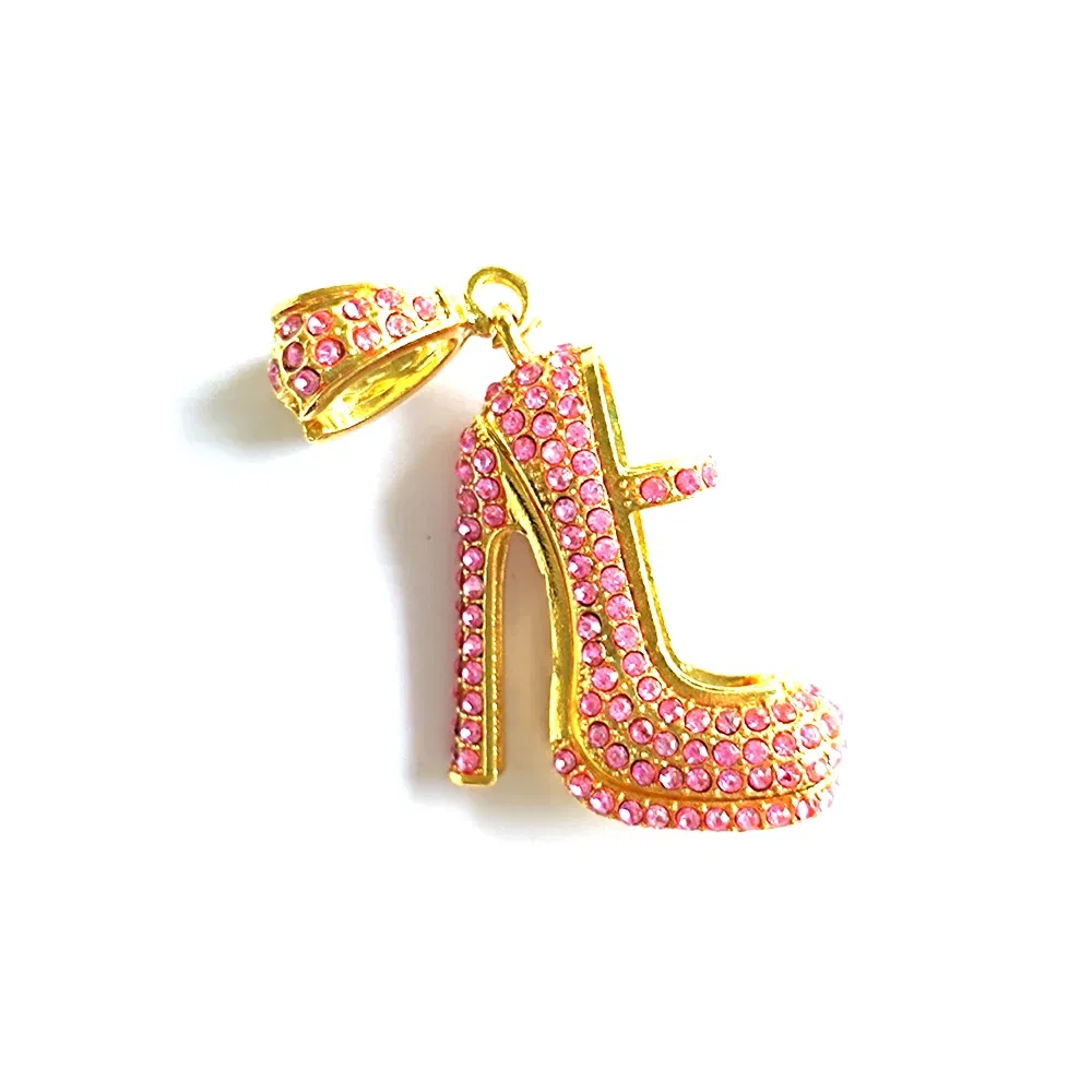 Metal color: Gold-color - 1pc High Heel Shoe Charms for Women DIY Jewelry Accessories S9
