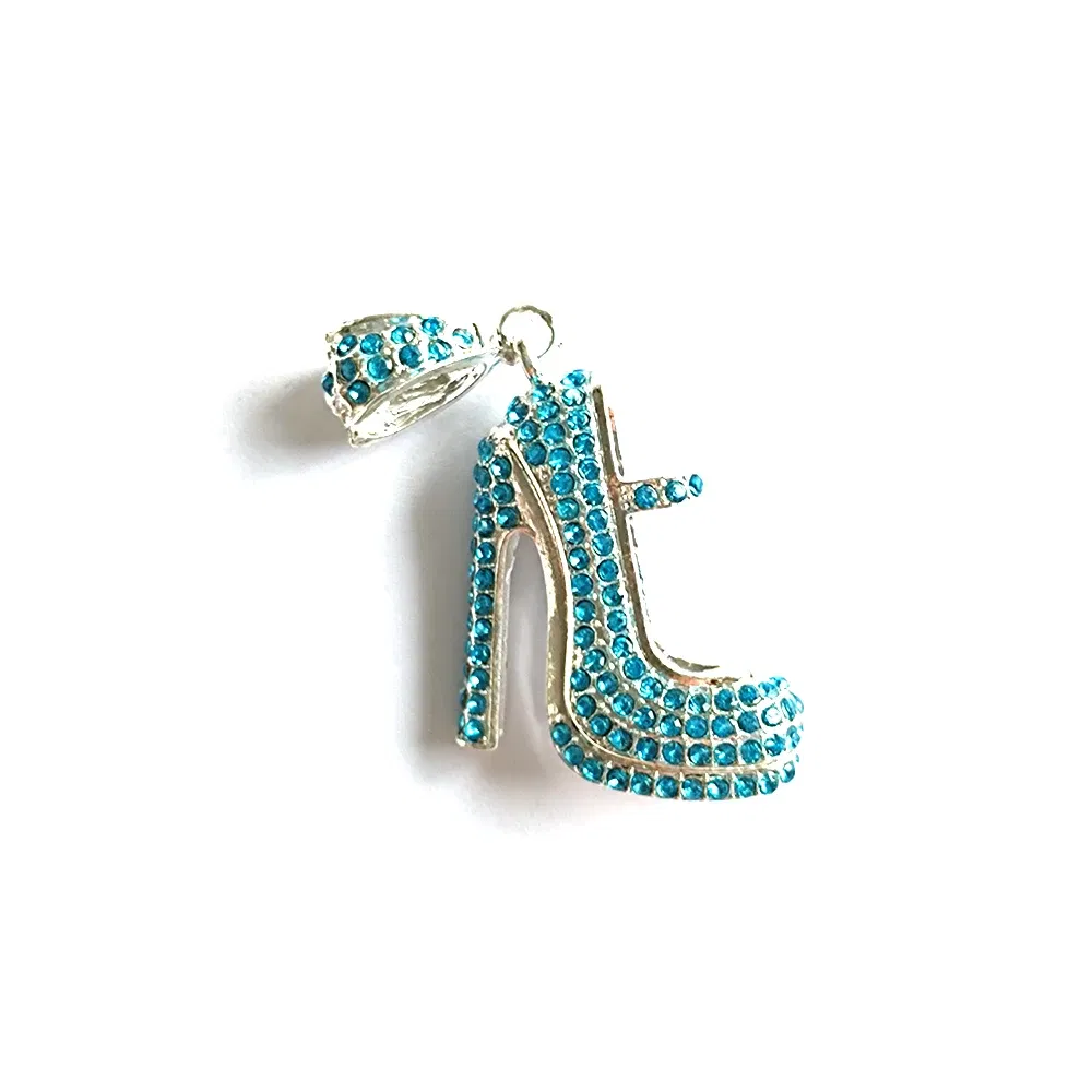 Metal color: Gold-color - 1pc High Heel Shoe Charms for Women DIY Jewelry Accessories S9