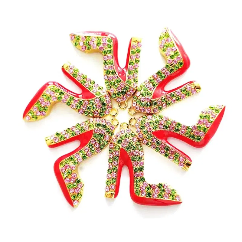 Metal color: Gold-color - 1pc High Heel Shoe Charms for Women DIY Jewelry Accessories S9