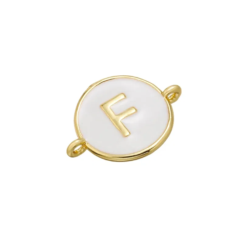 Color: Lemon yellow - ZHUKOU 13x18mm white brass 26 letters jewelry connector for women bracelet necklace handmade jewelry accessories model: VS440