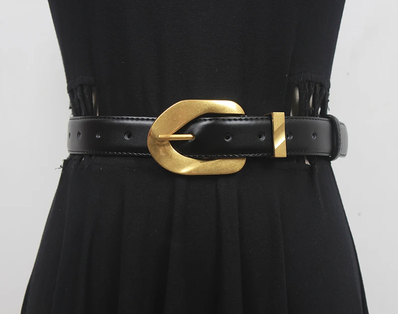 Women's Runway Fashion  Genuine Leather Cummerbunds Female Dress Corsets Waistband Belts Decoration Narrow Belt R2113