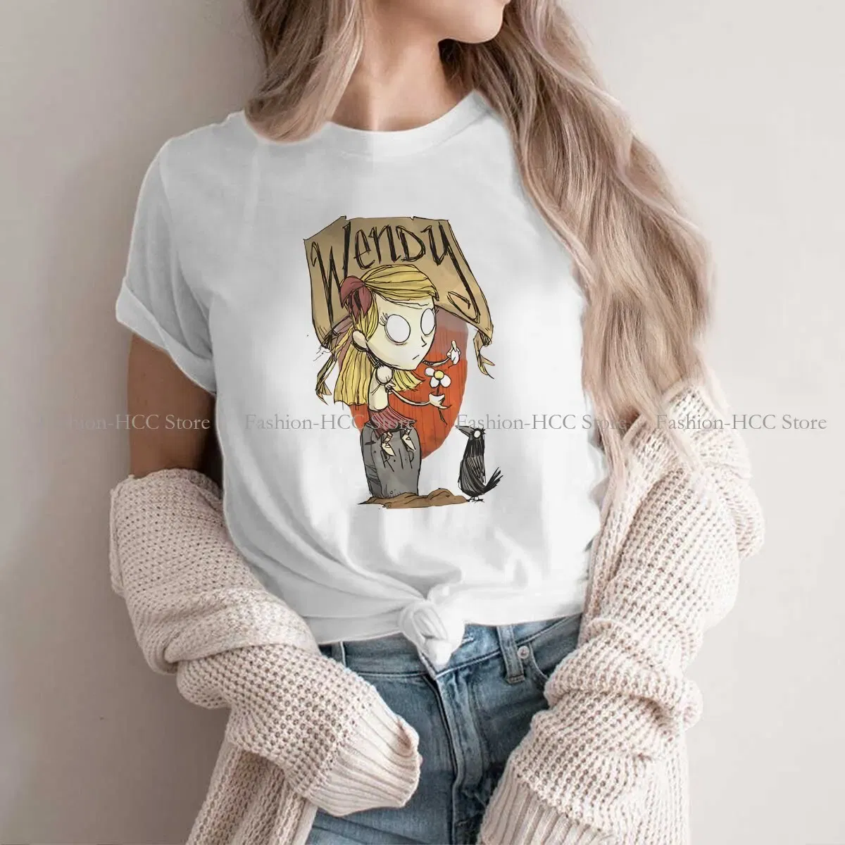 Color: WHITE, Size: XXL - Wendy And Cat Style Polyester TShirt Dont Starve Top Quality New Design Gift Clothes T Shirt Short Sleeve