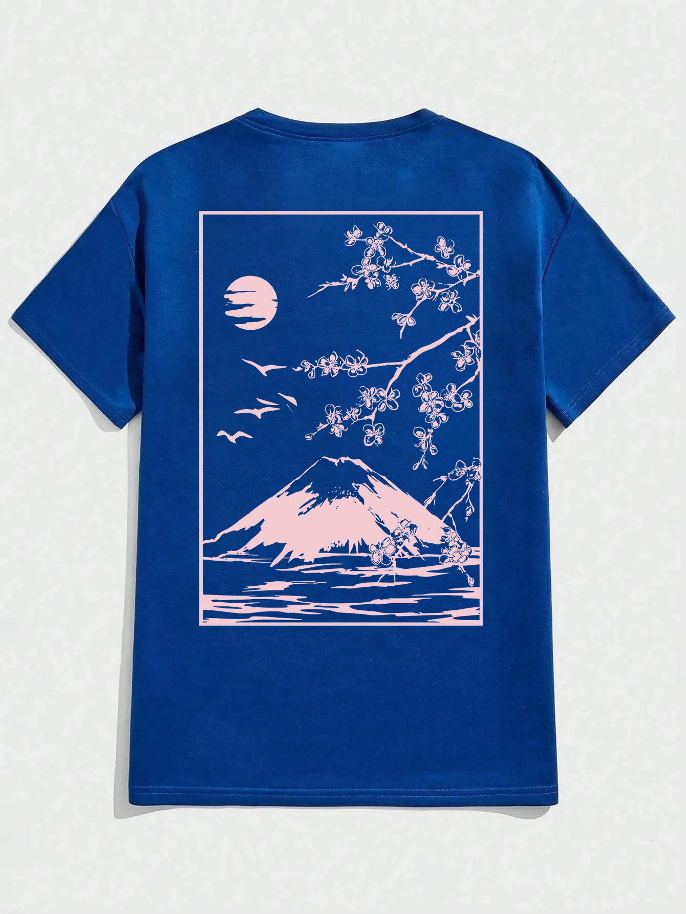Color: Brown, Size: XXXL - Tokyo Sakura Mount Fuji Business Card T Shirt Men Fashion Tee Clothing Cotton Summer Casual Tops Hip Hop Loose Cotton T-Shirt