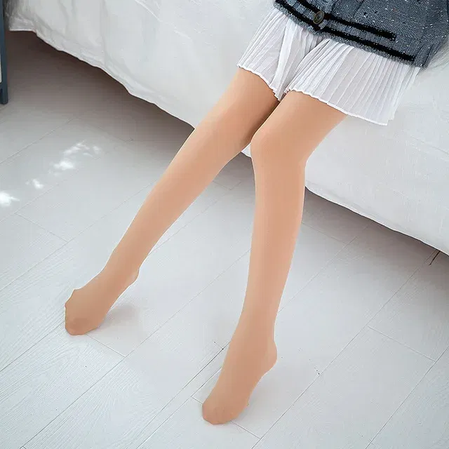Color: Yellow, Size: 100cm - High Quality Winter Fur Girls Leggings Thick Velvet Children Pants Warm Elastic Waist Cotton Kids Girls Trousers