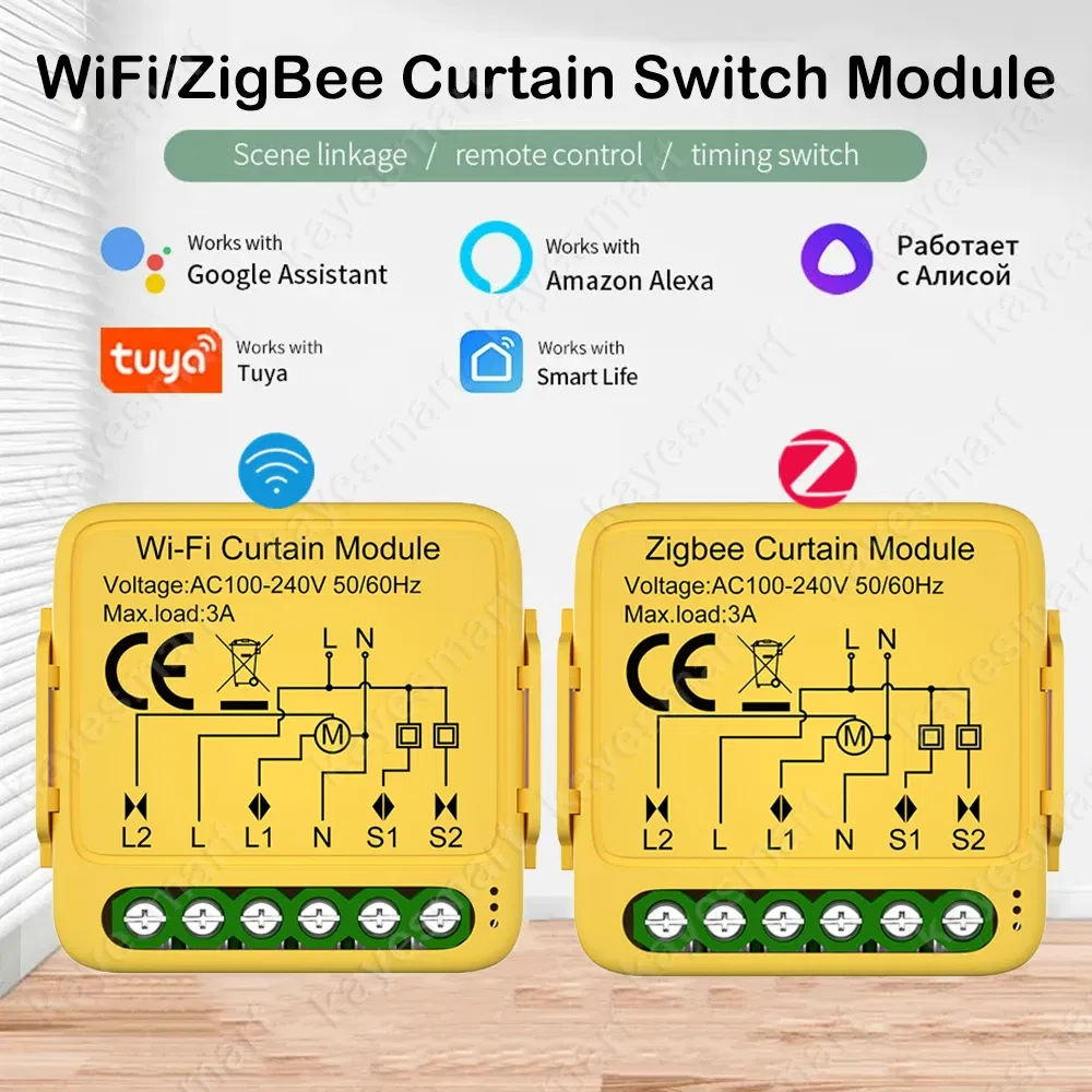 Color: Black, Ships From: CHINA - Tuya Smart WiFi Zigbee Curtain Switch Module Connected Roller Shutters Blind Motor Smart Life APP Works with Alexa Google Home
