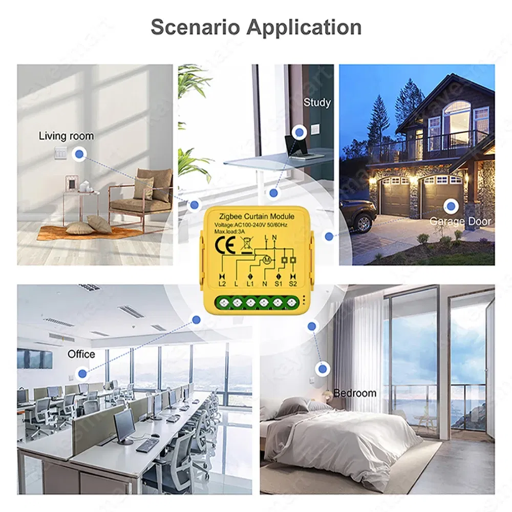 Color: Black, Ships From: CHINA - Tuya Smart WiFi Zigbee Curtain Switch Module Connected Roller Shutters Blind Motor Smart Life APP Works with Alexa Google Home