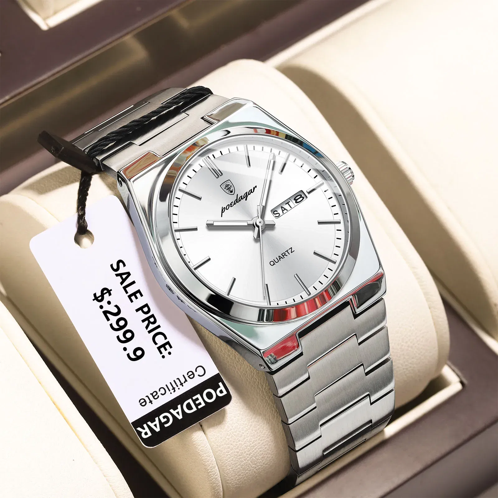 Color: Multicolor - POEDAGAR Luxury Watch For Man Waterproof Luminous Date Week Stainless Steel Men Watch Casual Quartz Men's Watches Male Clock+box
