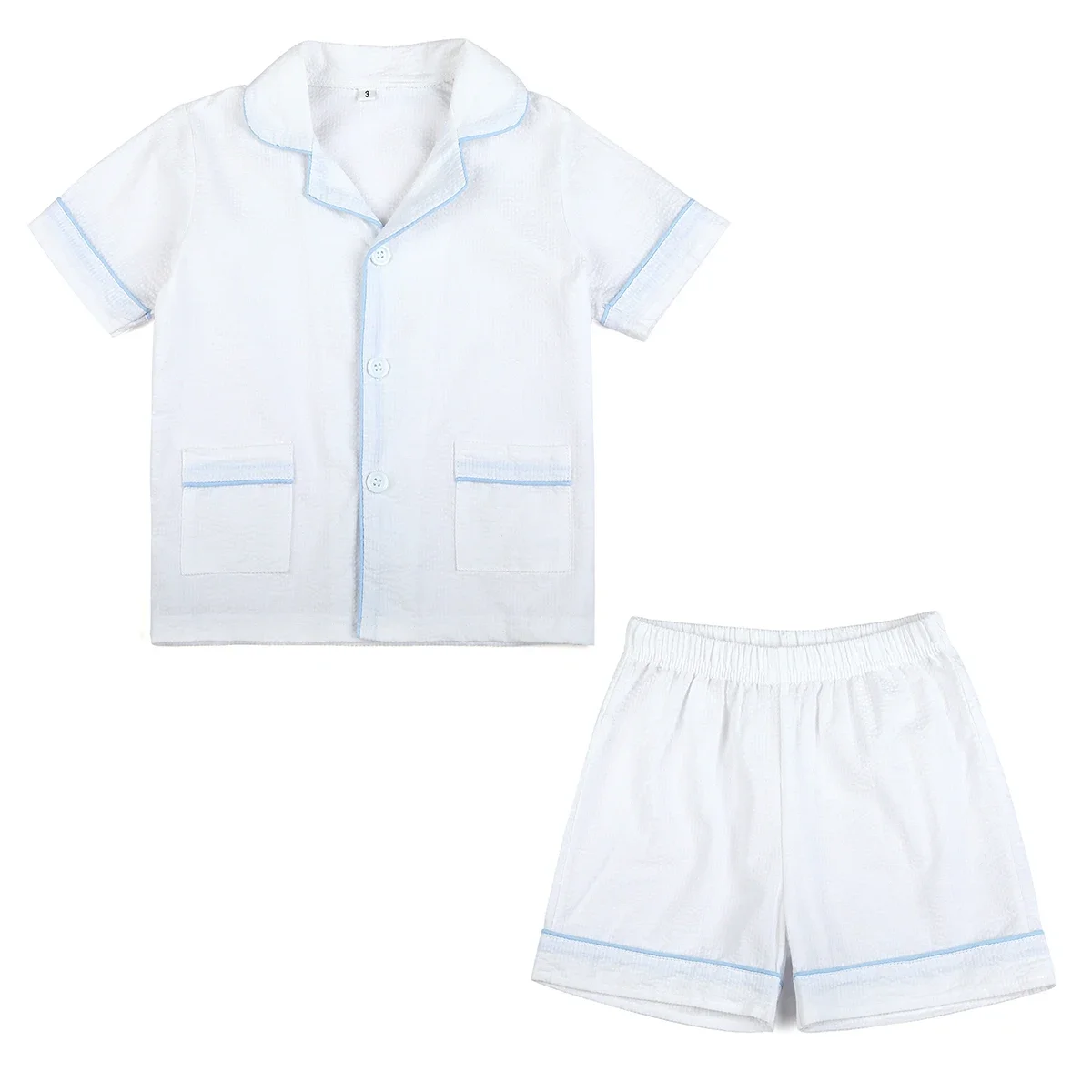 Color: Gold, Ships From: CHINA, Kid Size: 6T - Ruffkids 100% Cotton Summer Kids Pajamas Sleepwear Seersucker Striped Matching Pjs Boys Clothes Loungewear Girls Pyjamas Set