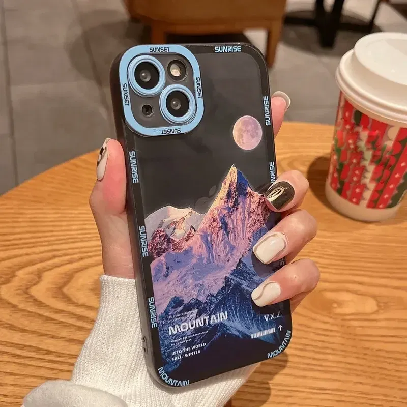 Color: Clear, Material: EVA - Retro INS Sunset Sky Clouds Moon Pattern Case For Samsung Galaxy S10 S20 S21 S22 S23 S24 FE Plus Ultra Note 20 Shockproof Cover