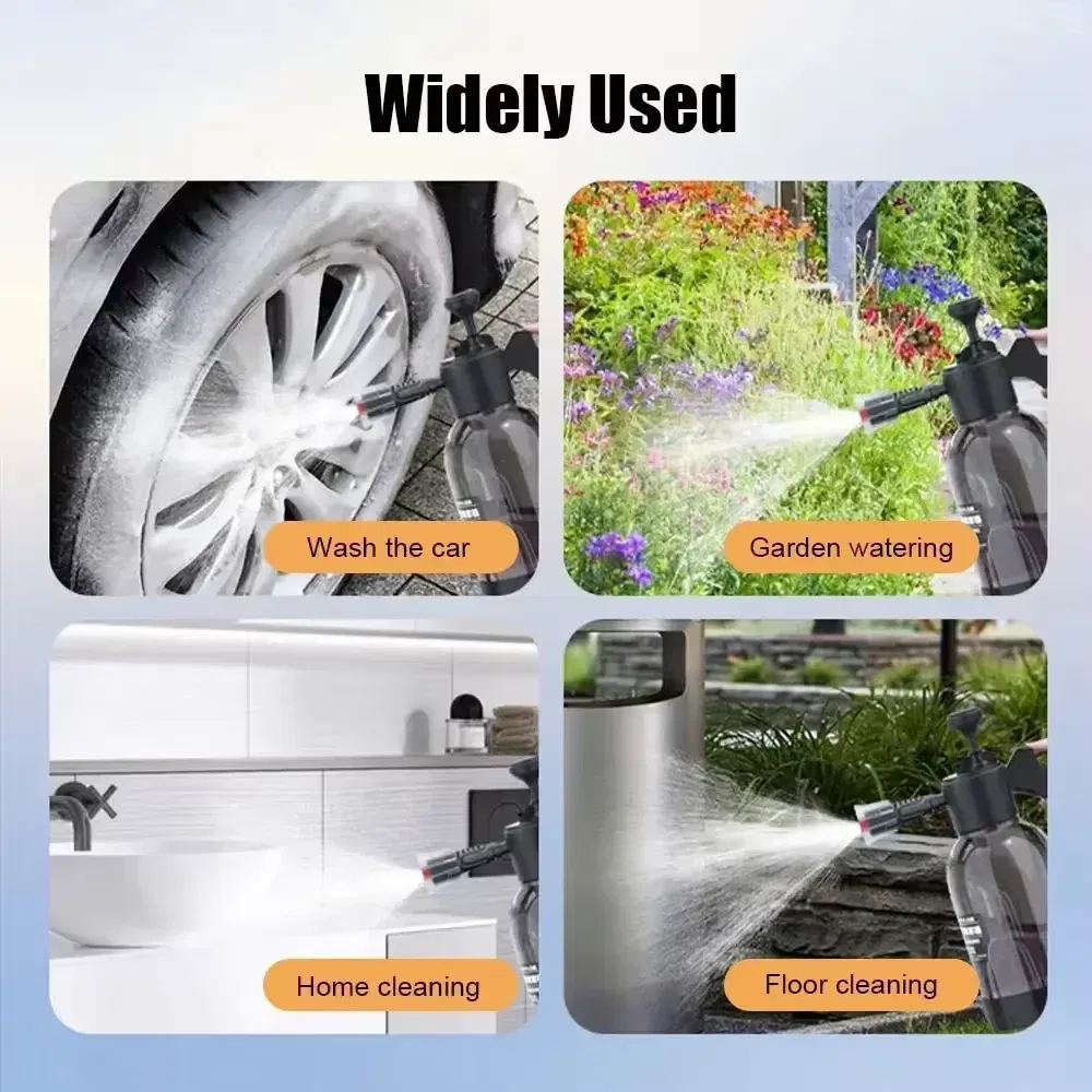 Color: black - 2L Hand Pump Foam Sprayer Pneumatic Washer Foam Snow Foam High Pressure Car Wash Spray Bottle for Car Home Cleaning