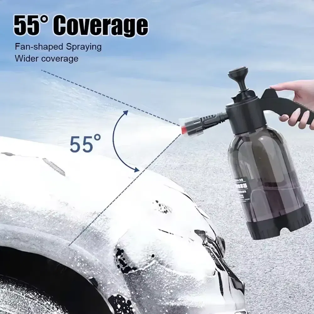 Color: black - 2L Hand Pump Foam Sprayer Pneumatic Washer Foam Snow Foam High Pressure Car Wash Spray Bottle for Car Home Cleaning
