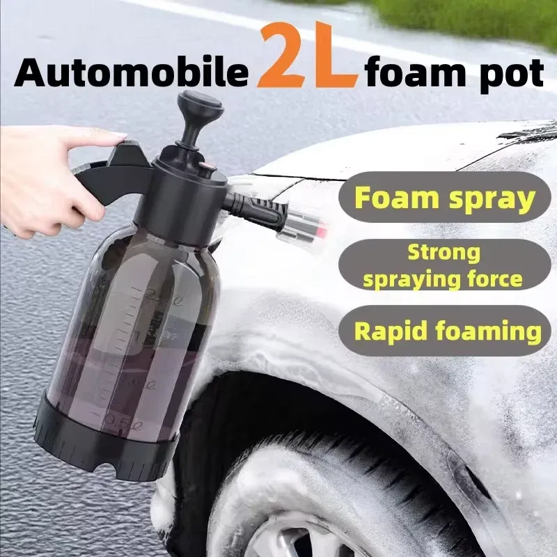 Color: black - 2L Hand Pump Foam Sprayer Pneumatic Washer Foam Snow Foam High Pressure Car Wash Spray Bottle for Car Home Cleaning