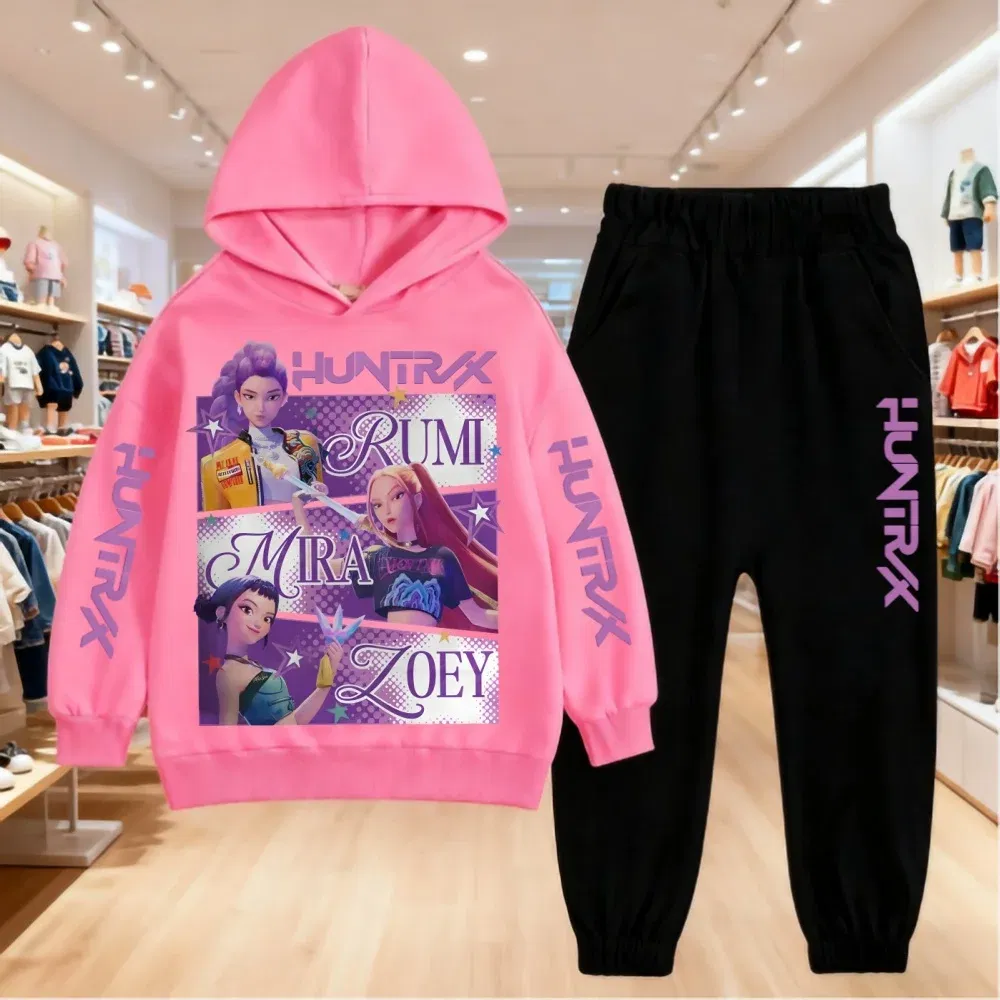 Color: PURPLE, Kid Size: 11 - 2025 KPop Demon Hunters Kids Hoodie Set Boys Teen Girls Hoody Sweatshirts With Pants Tracksuit Children's Autumn Clothing 2pcs