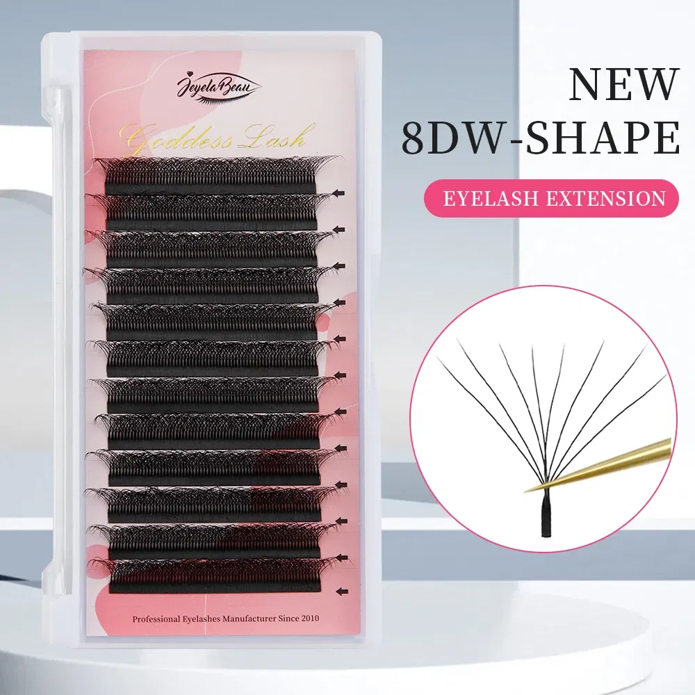 Color: Copper, Curl: D, Thickness: 0.07mm, Length: 14mm, Ships From: CHINA - Goddess 3D/4D/5D/6D/7D/8D W Shape lashes 4D Premade Fan Lash Extensions 0.07 C/D Curl Natural Soft High Quality Idividual Lashes