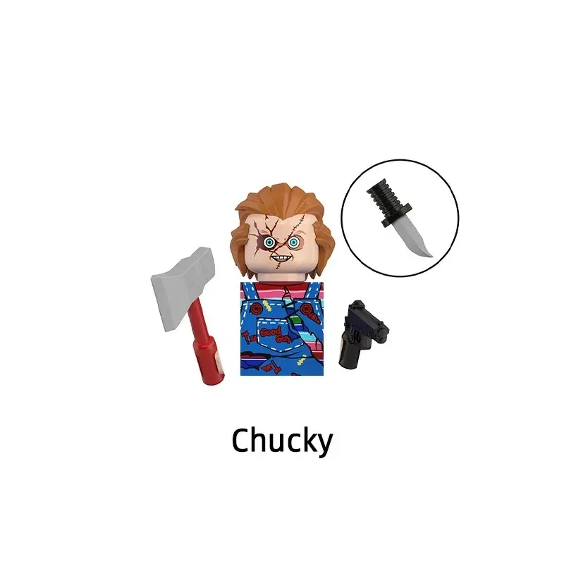 Color: Dark Grey - 2025 Building Blocks KF6173 KF6175 KF6176 Halloween Horror Jason Sally Leather Face Jack Character Figures Bricks Children Toys