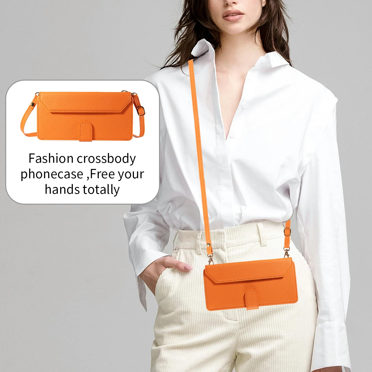 Color: Khaki, Bundle: Case & Strap, Material: Artificial Leather, Compatibility by Model: Galaxy S23 FE - Crossbody Leather Phone Case for Samsung Galaxy S25Edge S25Ultra S24FE S24Ultra S23Ultra Multi-Card Slot Anti-Drop Wallet Case