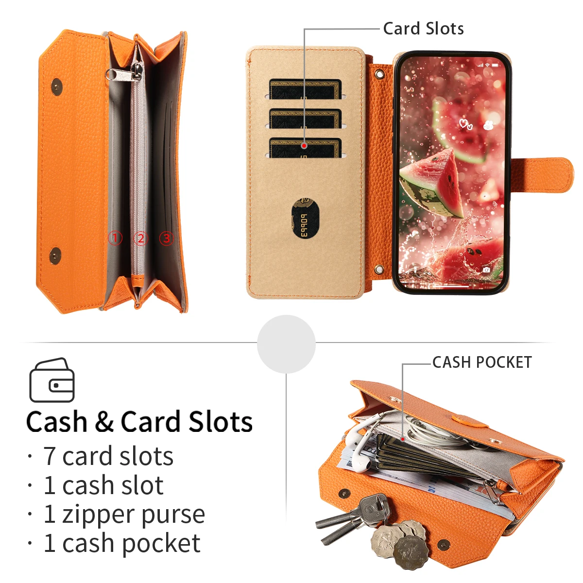 Color: Khaki, Bundle: Case & Strap, Material: Artificial Leather, Compatibility by Model: Galaxy S23 FE - Crossbody Leather Phone Case for Samsung Galaxy S25Edge S25Ultra S24FE S24Ultra S23Ultra Multi-Card Slot Anti-Drop Wallet Case