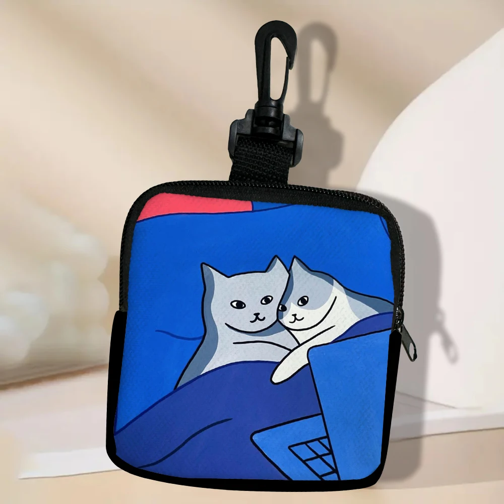 Color: Yellow - Cat Mini Coin Purse Simple Zipper Kid Storage Pouch Coin Key Bag Women Men Wallet Mini Purse 7.2