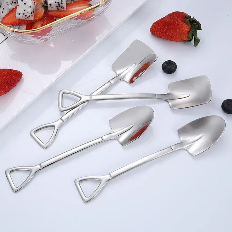 Color: light yellow, Ships From: CHINA - 2021 stainless steel spade spoon coffee stirring spoon eating watermelon dessert ice cream fruit salad spoon teaspoon