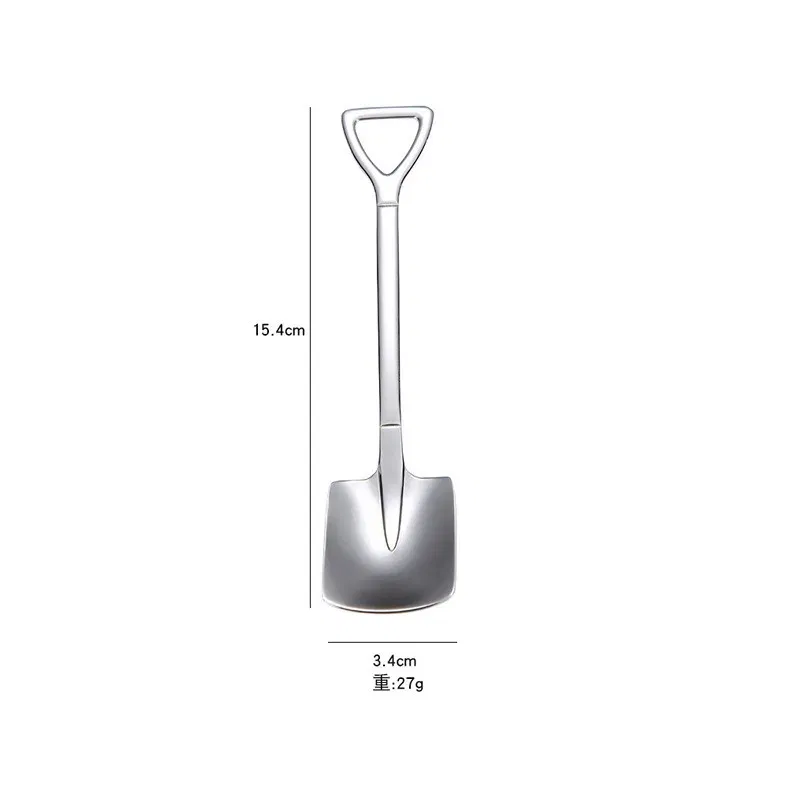 Color: light yellow, Ships From: CHINA - 2021 stainless steel spade spoon coffee stirring spoon eating watermelon dessert ice cream fruit salad spoon teaspoon