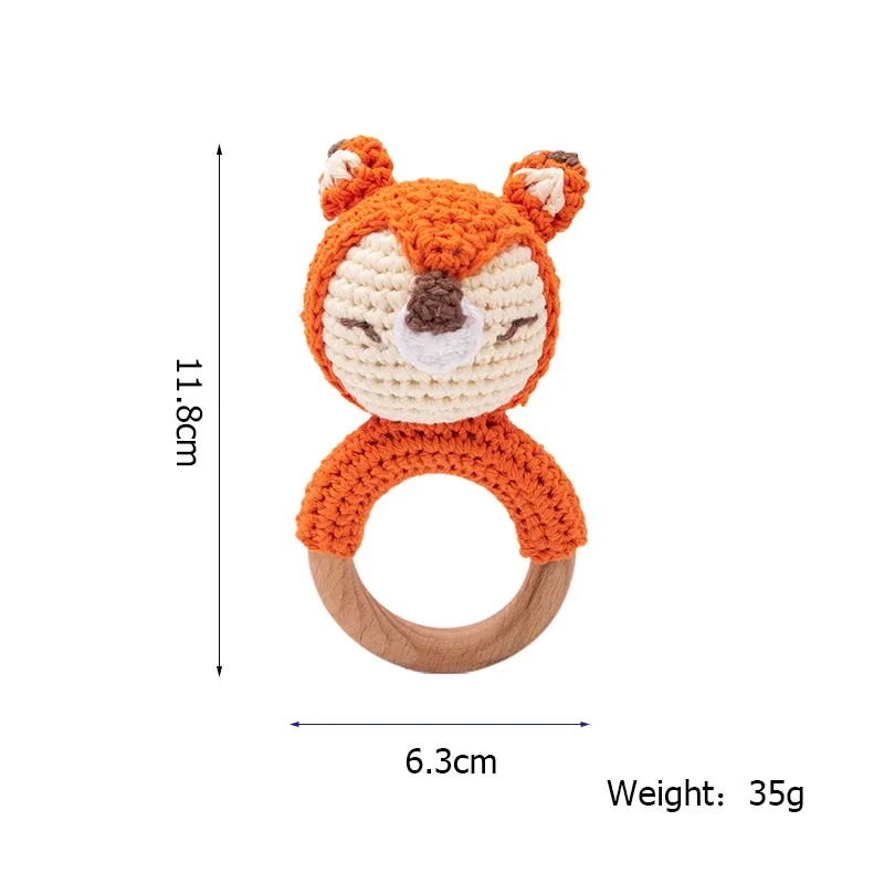 Color: army green - Bopoobo 3PCS/5PCS Crochet Bunny Baby Teether Rattle Animal Beech Wood Teether Pacifier Chain Crochet Rattle For Newborn Baby