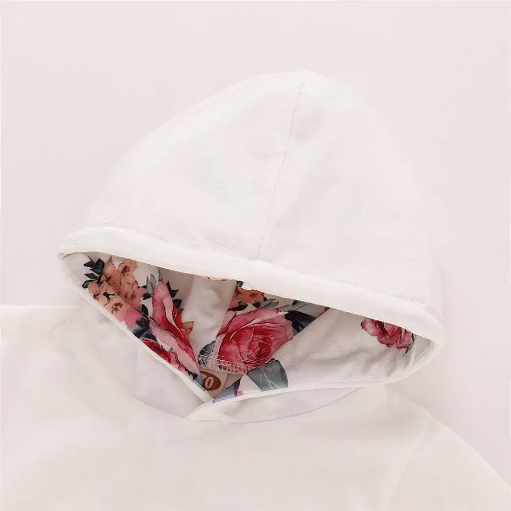Color: Pink, Kid Size: 9M - 0-18 Months Toddler Baby Girl 3PCS Hooded Clothes Set Flowers Print Long Sleeve Top+Pant+Bowknot Headband Fashion Autumn Outfit