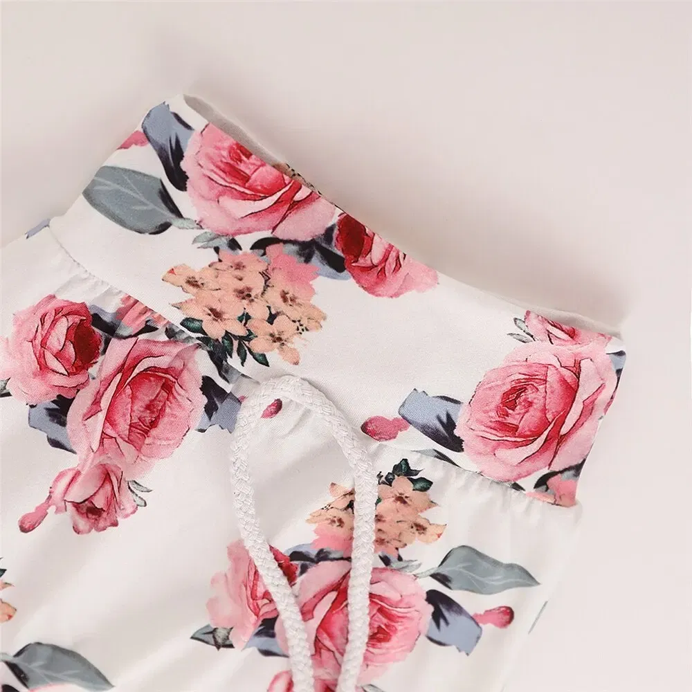 Color: Pink, Kid Size: 9M - 0-18 Months Toddler Baby Girl 3PCS Hooded Clothes Set Flowers Print Long Sleeve Top+Pant+Bowknot Headband Fashion Autumn Outfit