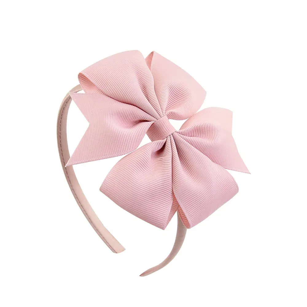 Color: Light Pink - 1 Piece Ribbon Handmade Hair Bows Hairbands for Baby Girls 20 Colors Cute Bowknot Solid Headband Headwear Baby Hair Accessories
