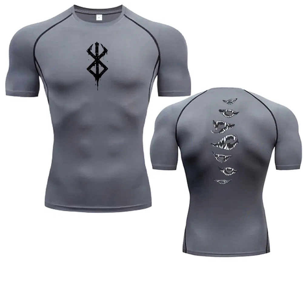 Color: Blue, Size: M - 2024Anime Berserk Guts Men's Compression Shirt Fitness Sport Running Tight Gym TShirts Athletic Quick Dry Tops Tee Summer