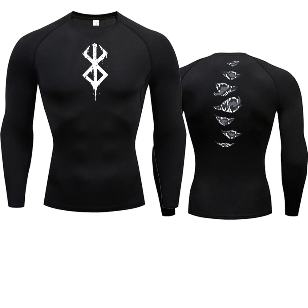 Color: Blue, Size: M - 2024Anime Berserk Guts Men's Compression Shirt Fitness Sport Running Tight Gym TShirts Athletic Quick Dry Tops Tee Summer